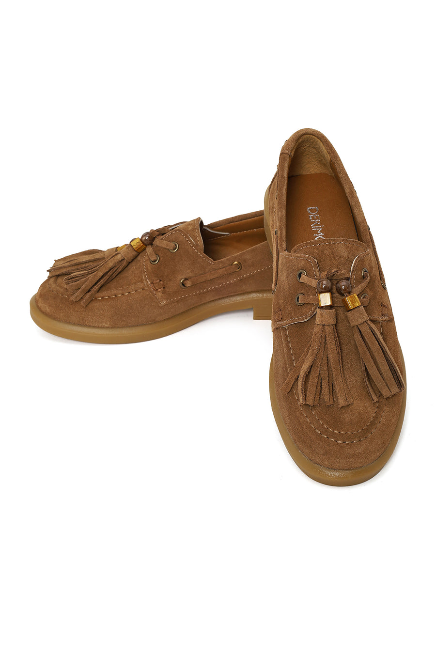 Women's Tan Tassel Suede Leather Loafer