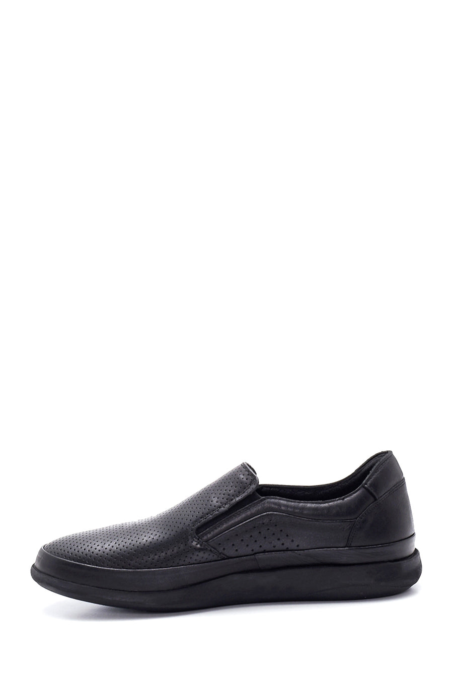 Erkek Siyah Deri Delikli Spor Loafer