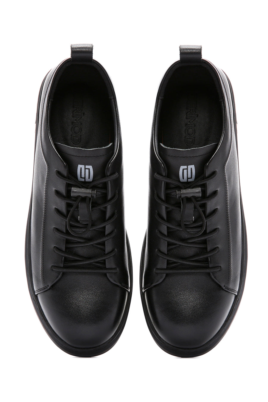 Erkek Siyah Bağcıklı Deri Sneaker