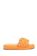 Women's Leather Knit Detailed Slippers | Derimod