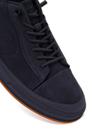 Erkek Lacivert Bağcıklı Nubuk Deri Sneaker | Derimod