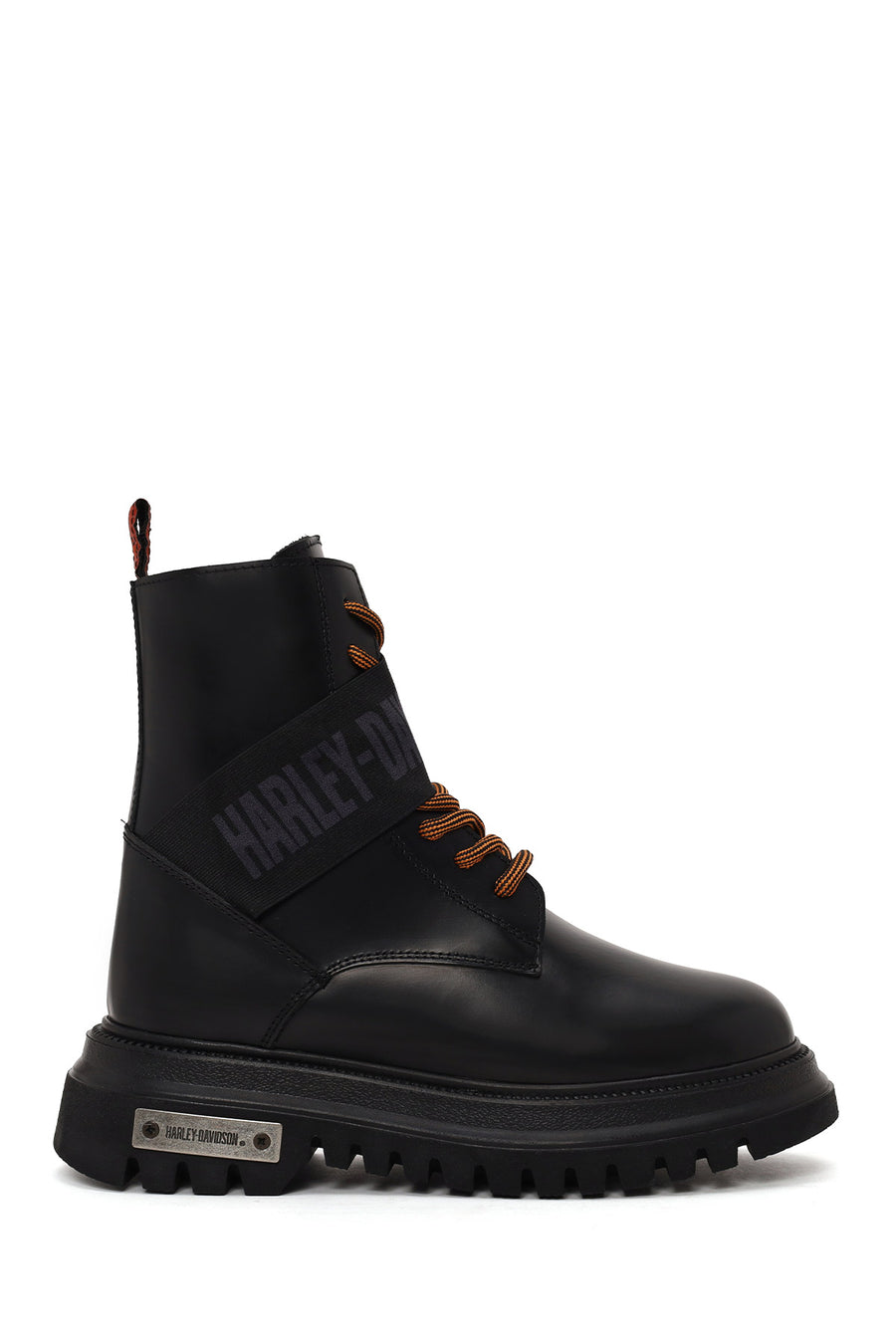 Harley Davidson Woman Black Becky Zip Closure Thick-Soled Leather Combat Boots 021G100554 | Derimod
