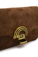 Woman Tan Long-Strap Suede Crossbody Bag | Derimod