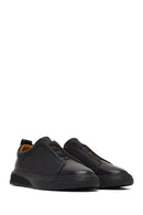 Men's Black Thick-Soled Leather Sneaker | Derimod