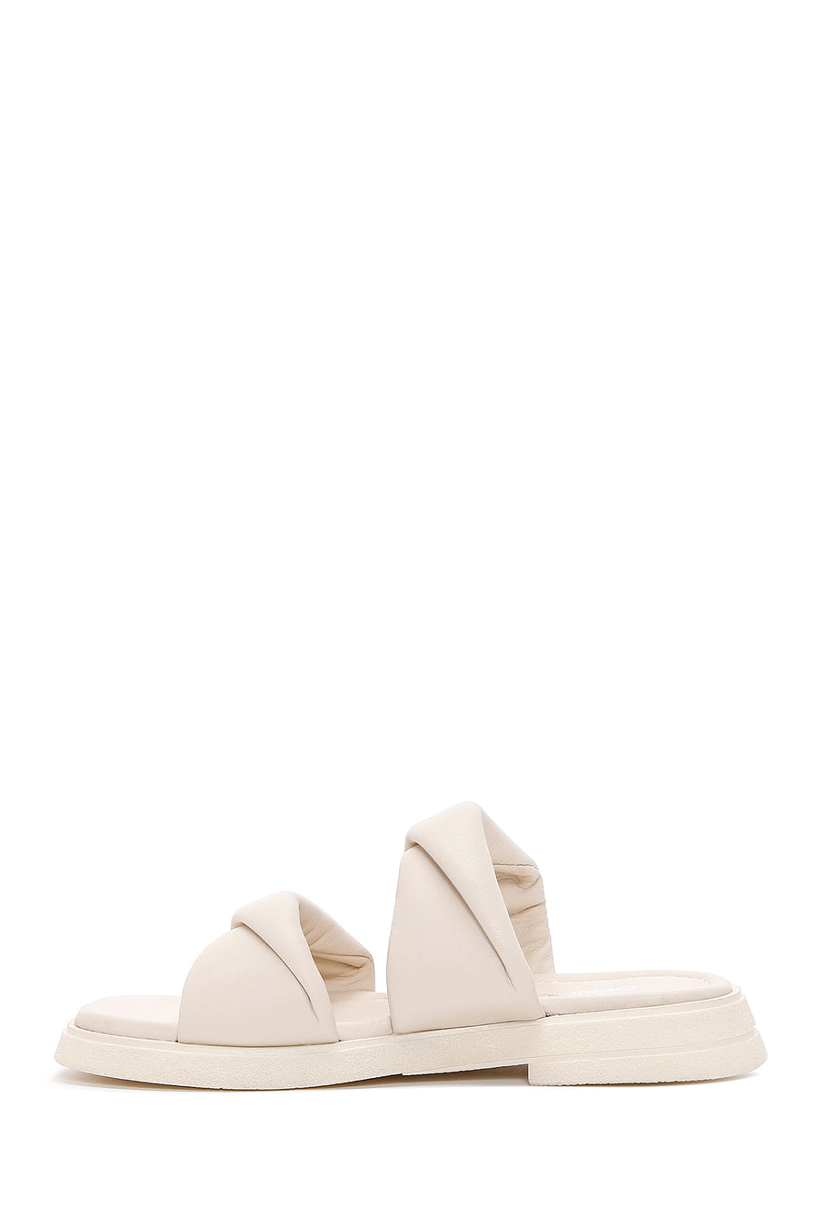 Women's Beige Leather Comfort Slippers