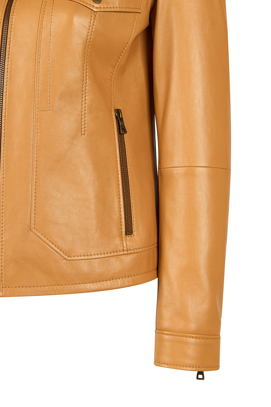 Loretta Woman Camel Short Leather Jacket