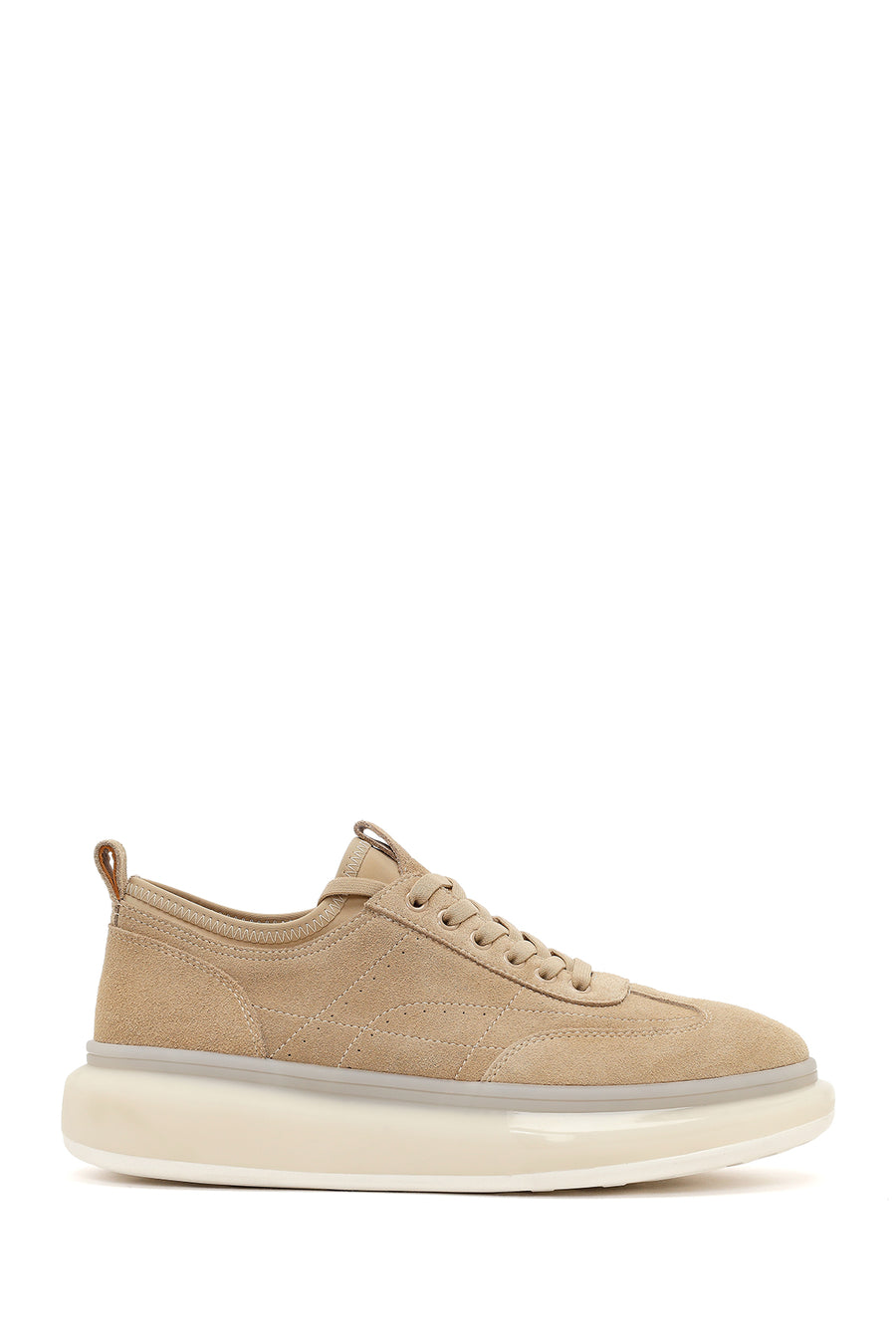 Erkek Bej Bağcıklı Kalın Tabanlı Süet Deri Sneaker 26SFD698210 | Derimod