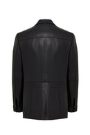 Kane Erkek Siyah Düğmeli Blazer Deri Ceket | Derimod