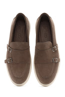 Men's Beige Double Buckle Suede Leather Loafer | Derimod