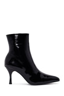 Woman Black Zip Closure Stiletto-Heel Patent Leather Leather Boots | Derimod