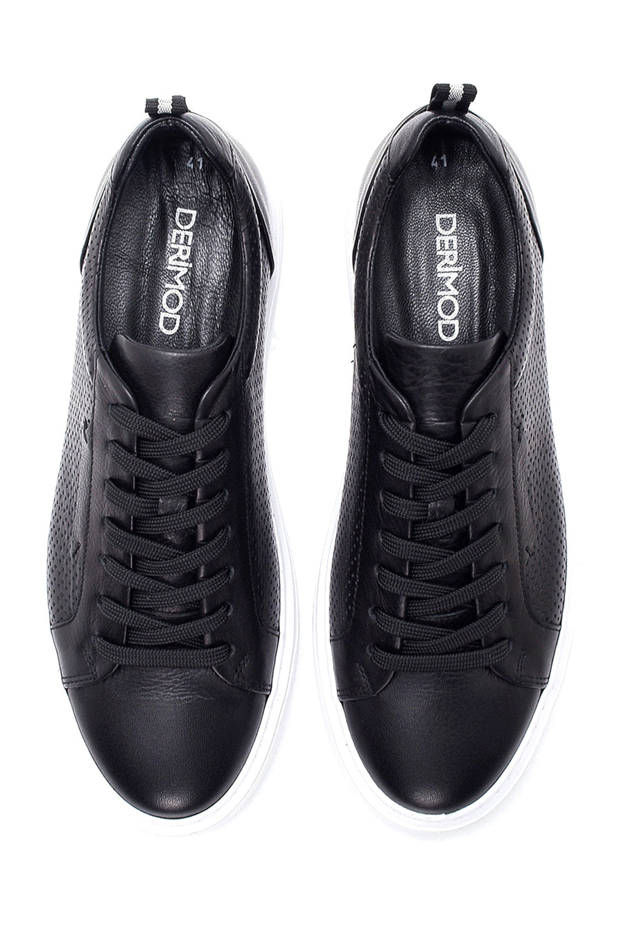 Men's Black Lace-up Leather Sneaker