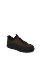 Erkek Haki Bağcıklı Nubuk Deri Sneaker | Derimod