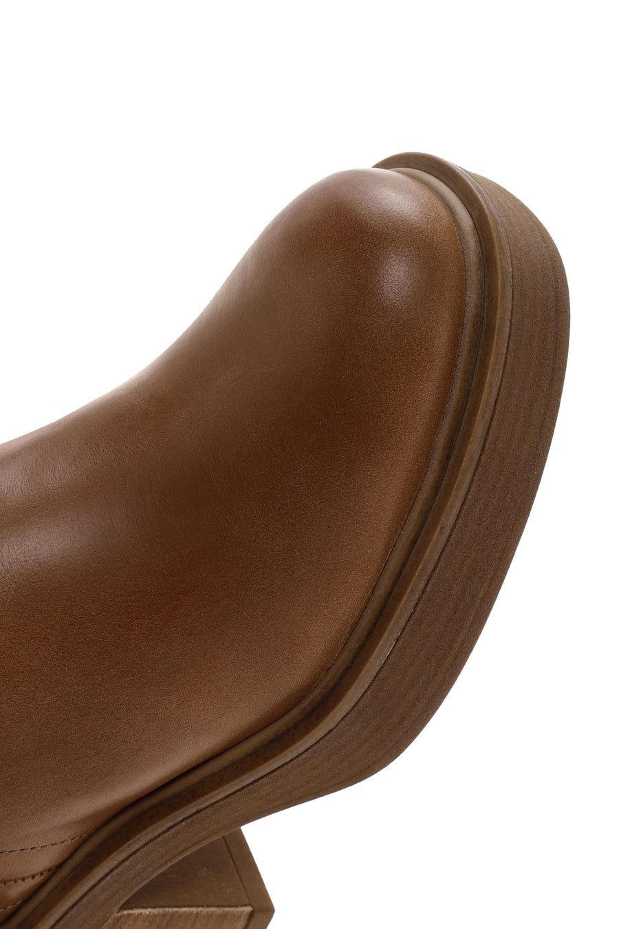Women's Tan Zippered Thick Heeled Leather Boots