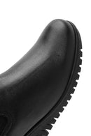 Women's Black Wedge Heel Leather Comfort Chelsea Boots | Derimod