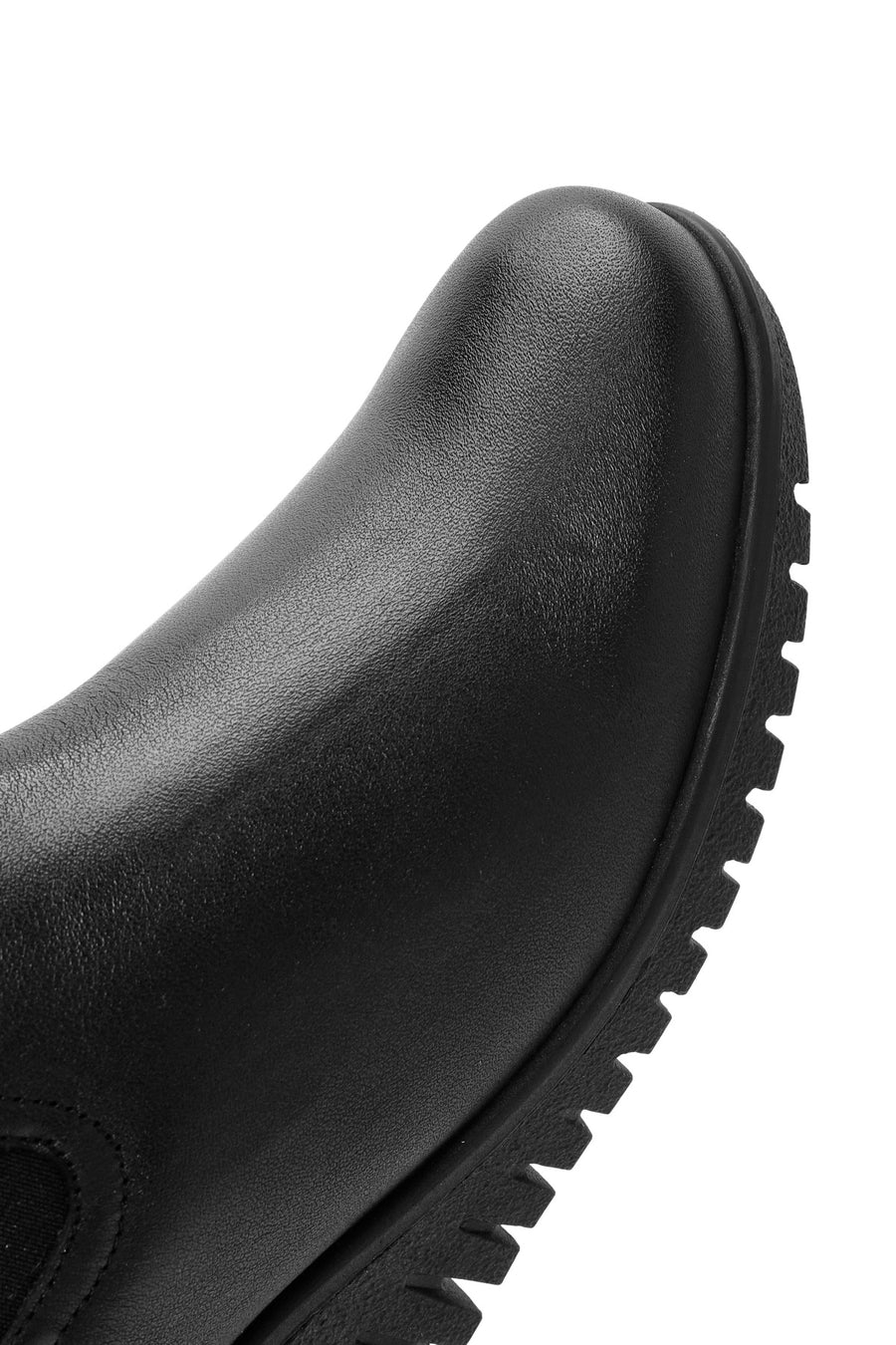 Women's Black Wedge Heel Leather Comfort Chelsea Boots