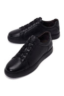 Erkek Siyah Bağcıklı Deri Sneaker | Derimod