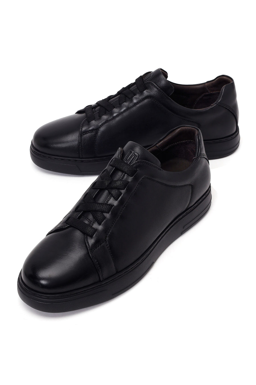 Erkek Siyah Bağcıklı Deri Sneaker