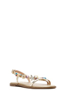 Kadın Altın Bilekten Tokalı Taşlı Sandalet | Derimod
