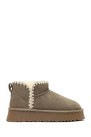 Woman Mink Suede Leather Teddy Bot | Derimod