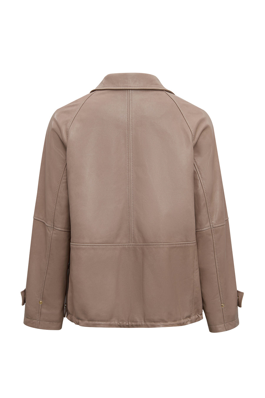 Fancy Kadın Bej Devrik Yaka Oversize Deri Mont