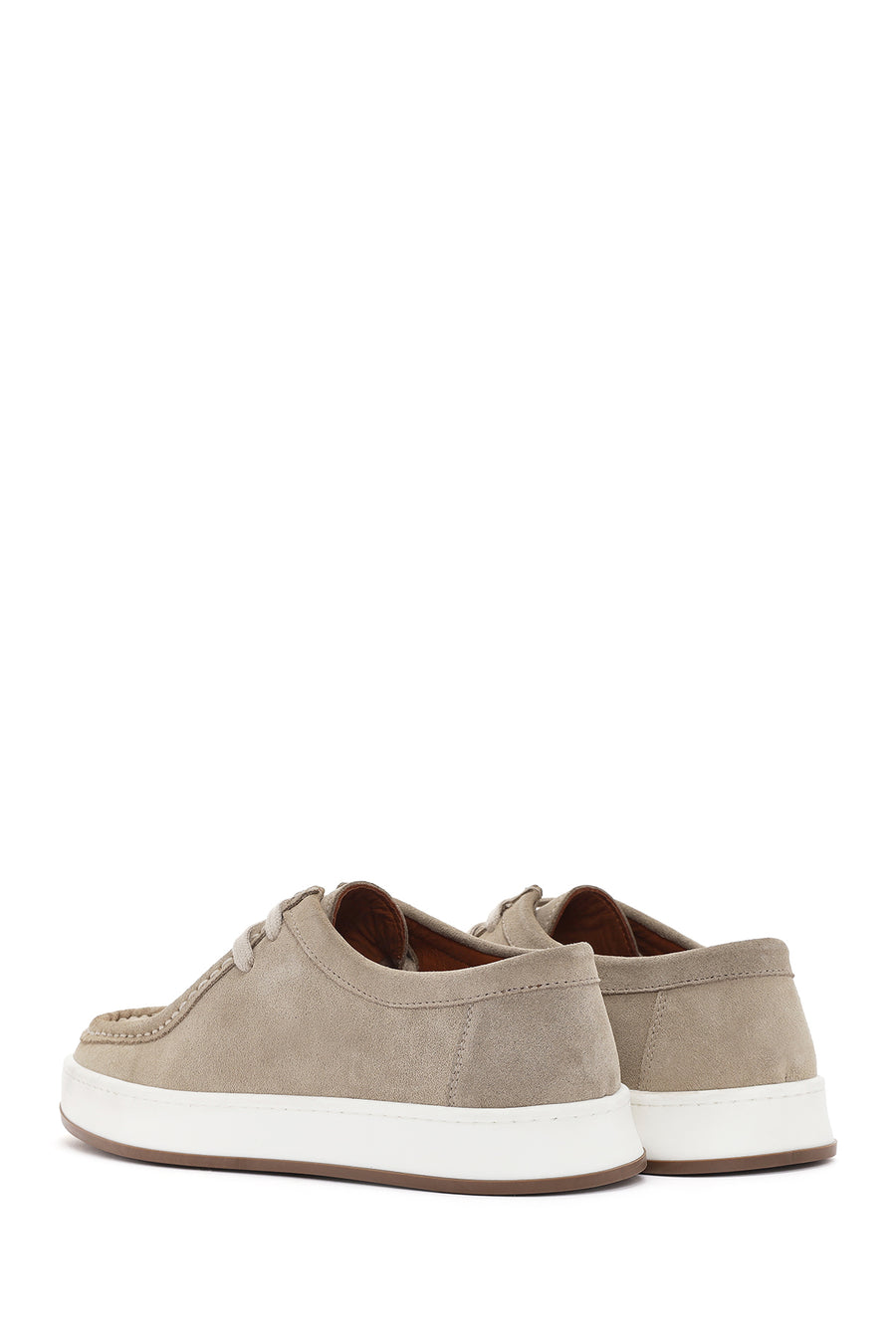 Men's Beige Lace-up Suede Leather Casual Shoes