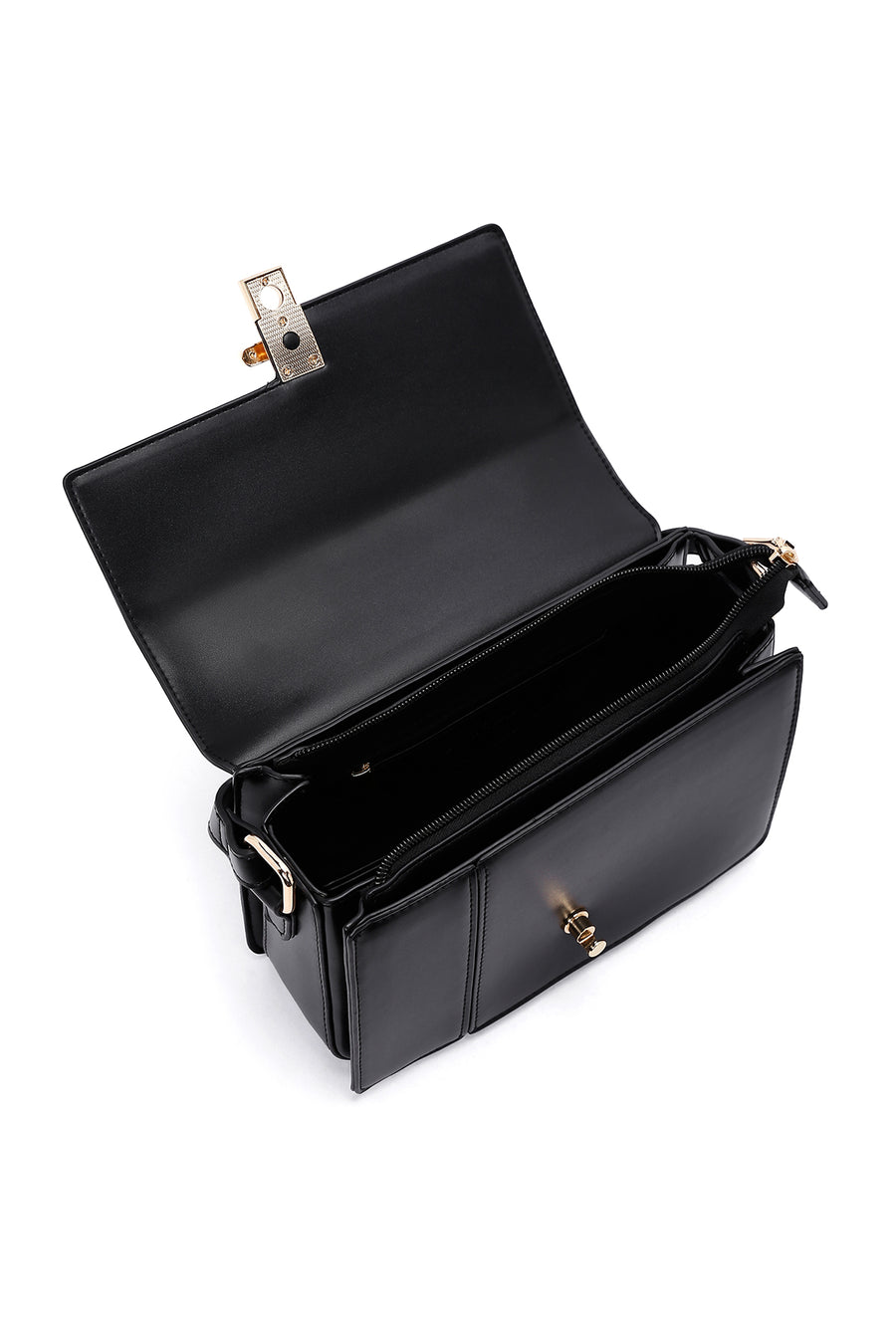 Woman Black Long-Strap Crossbody Bag