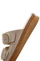 Woman Beige Buckled Suede Comfort Slipper | Derimod