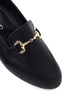 Woman Black Buckled Leather Classic Loafer | Derimod
