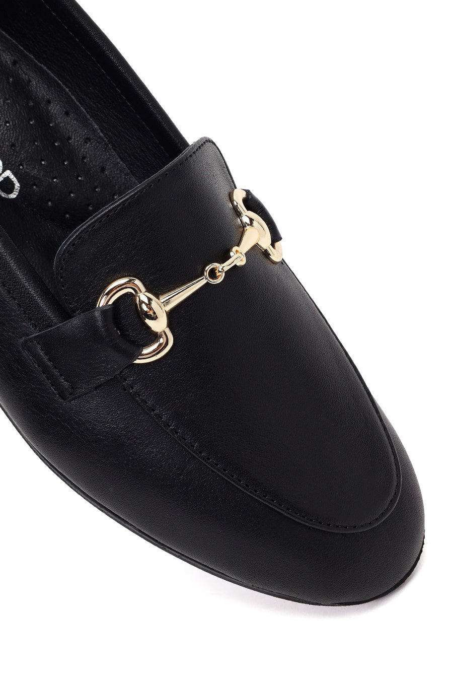 Woman Black Buckled Leather Classic Loafer