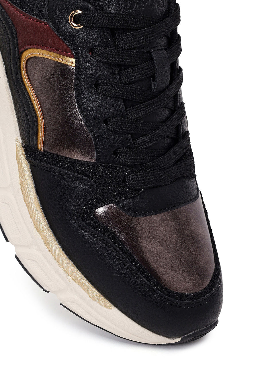 Kadın Siyah Bağcıklı Kalın Tabanlı Sneaker