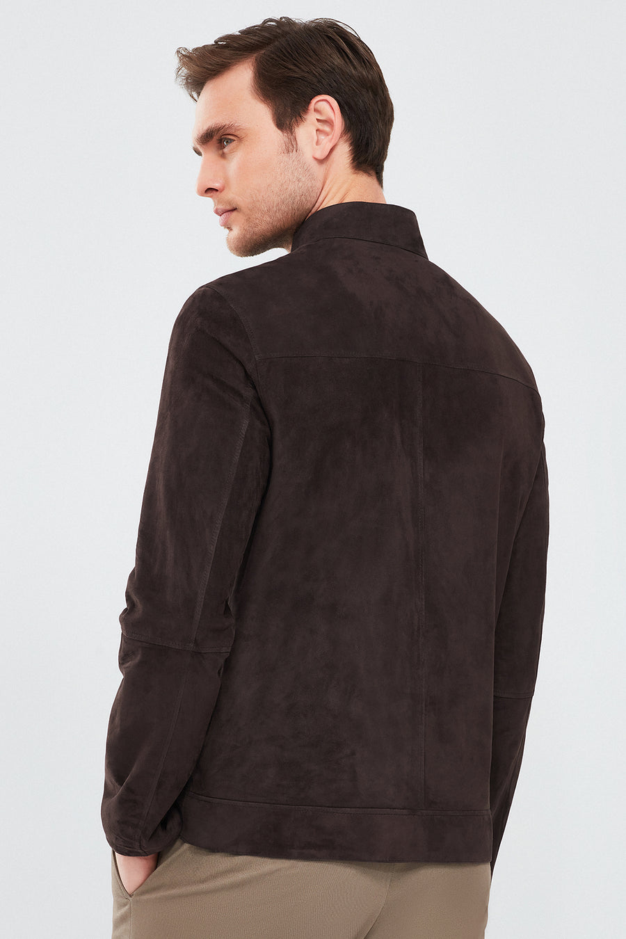 Clint Men's Brown Suede Double-Sided Leather Jacket