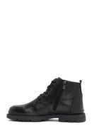 Male Black Zip Closure Leather Casual Boots | Derimod