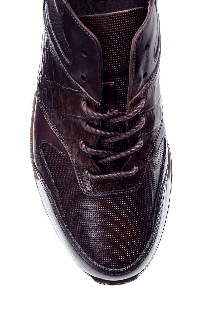 Erkek Kroko Detaylı Deri Sneaker