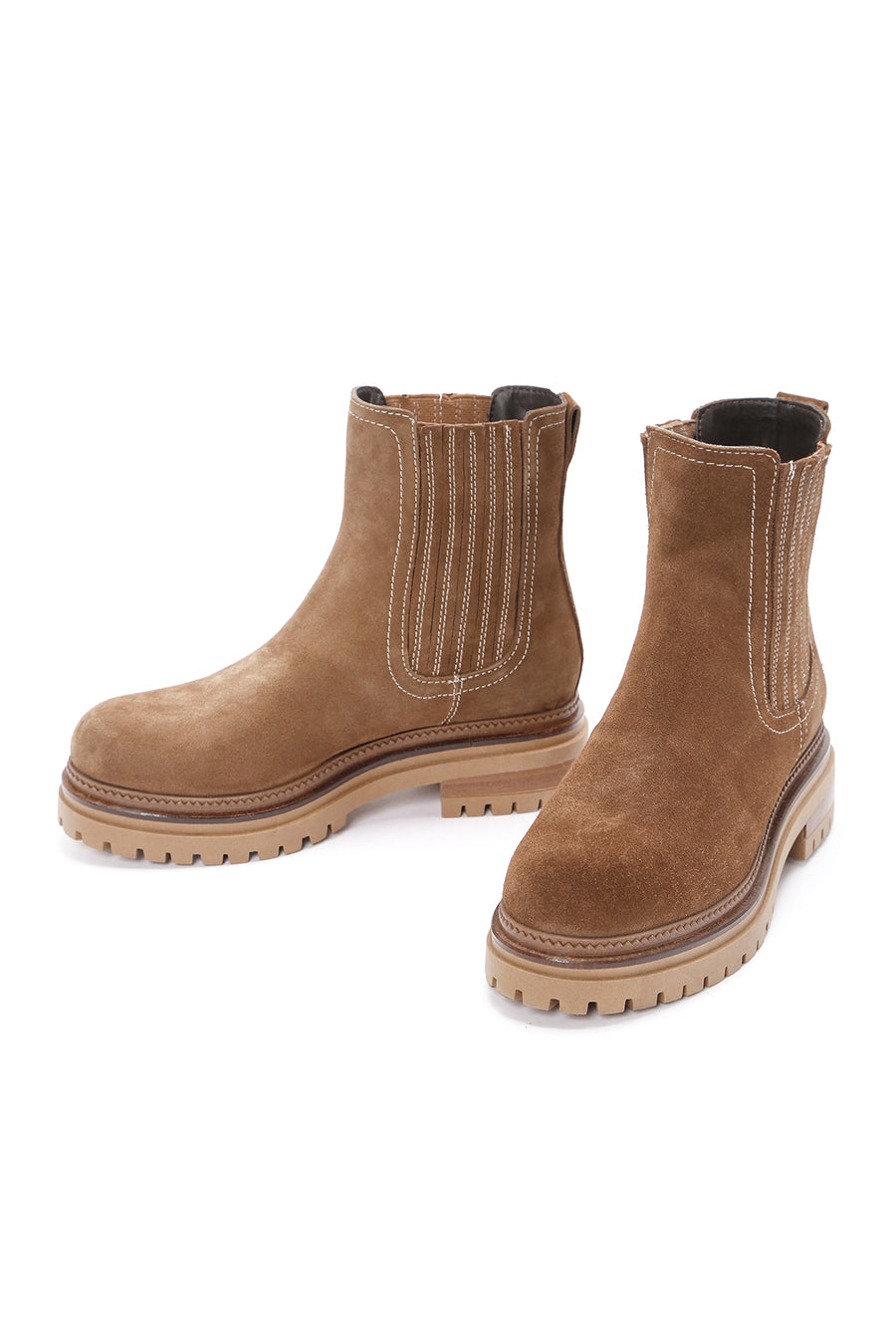 Women's Tan Suede Leather Chelsea Boots