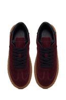 Kadın Bordo Süet Deri Sneaker | Derimod