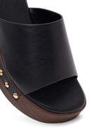 Women's Black Wedge Heeled Slippers | Derimod