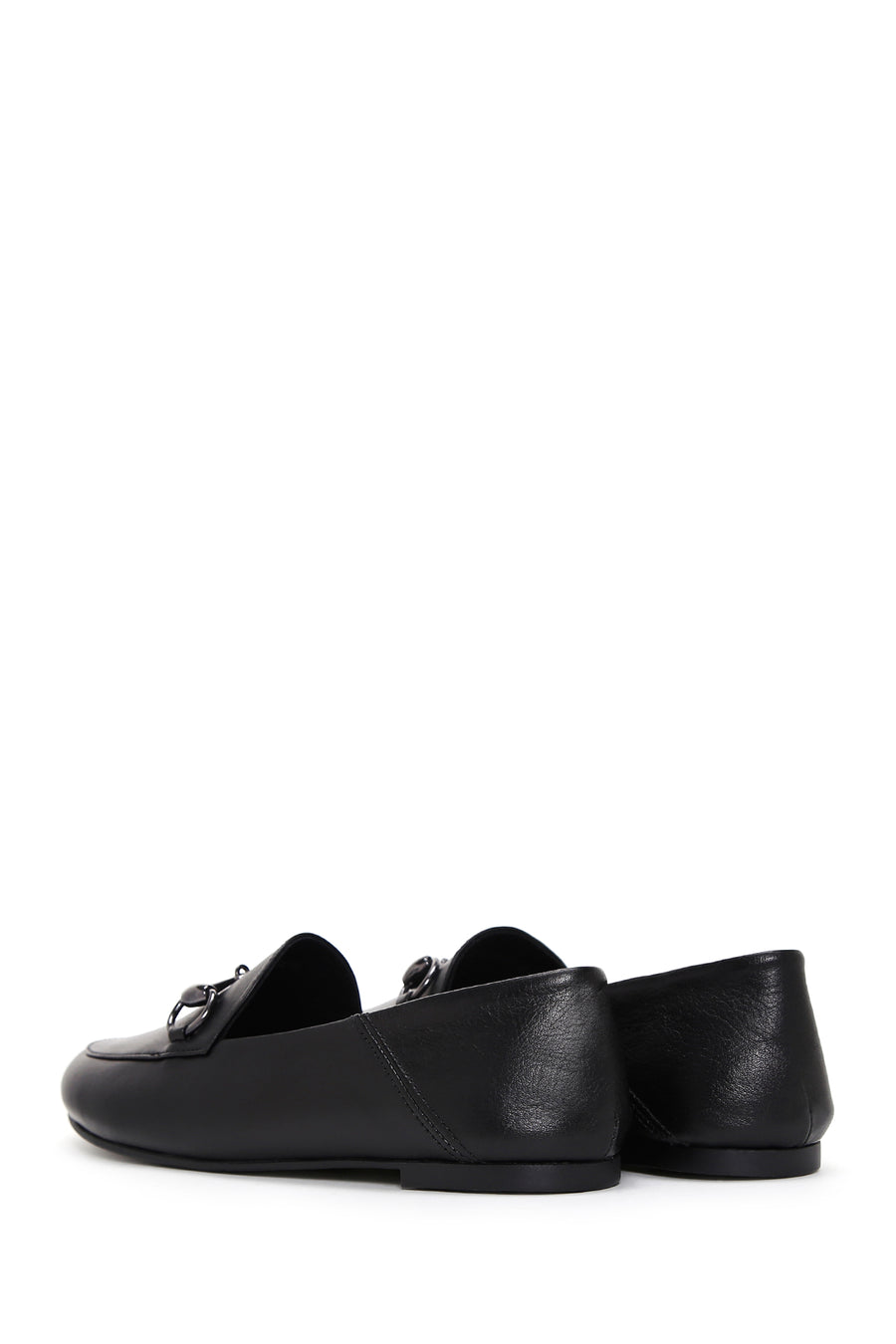 Kadın Siyah Tokalı Deri Maskülen Loafer