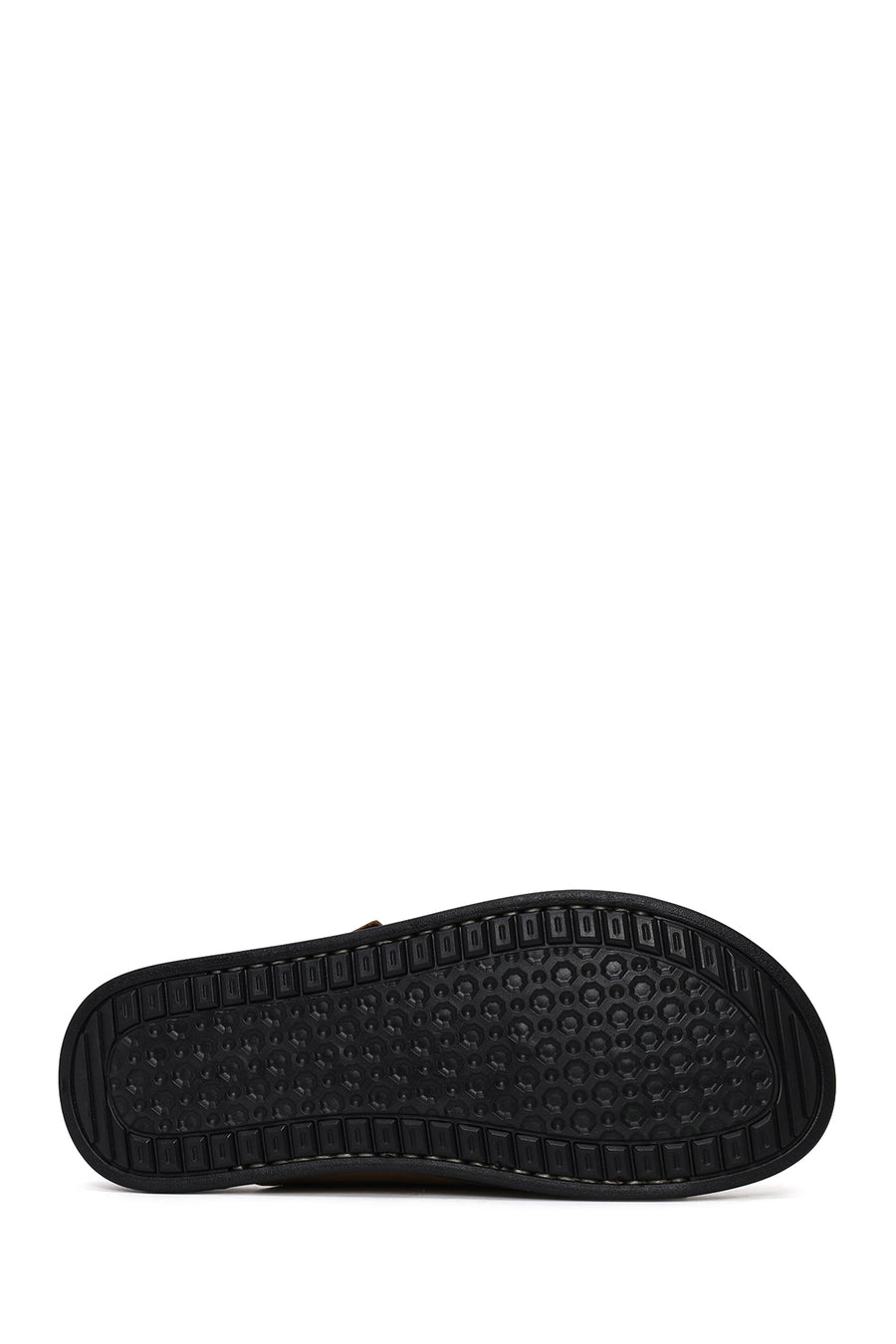Male Beige Strapped Nubuck Leather Slipper