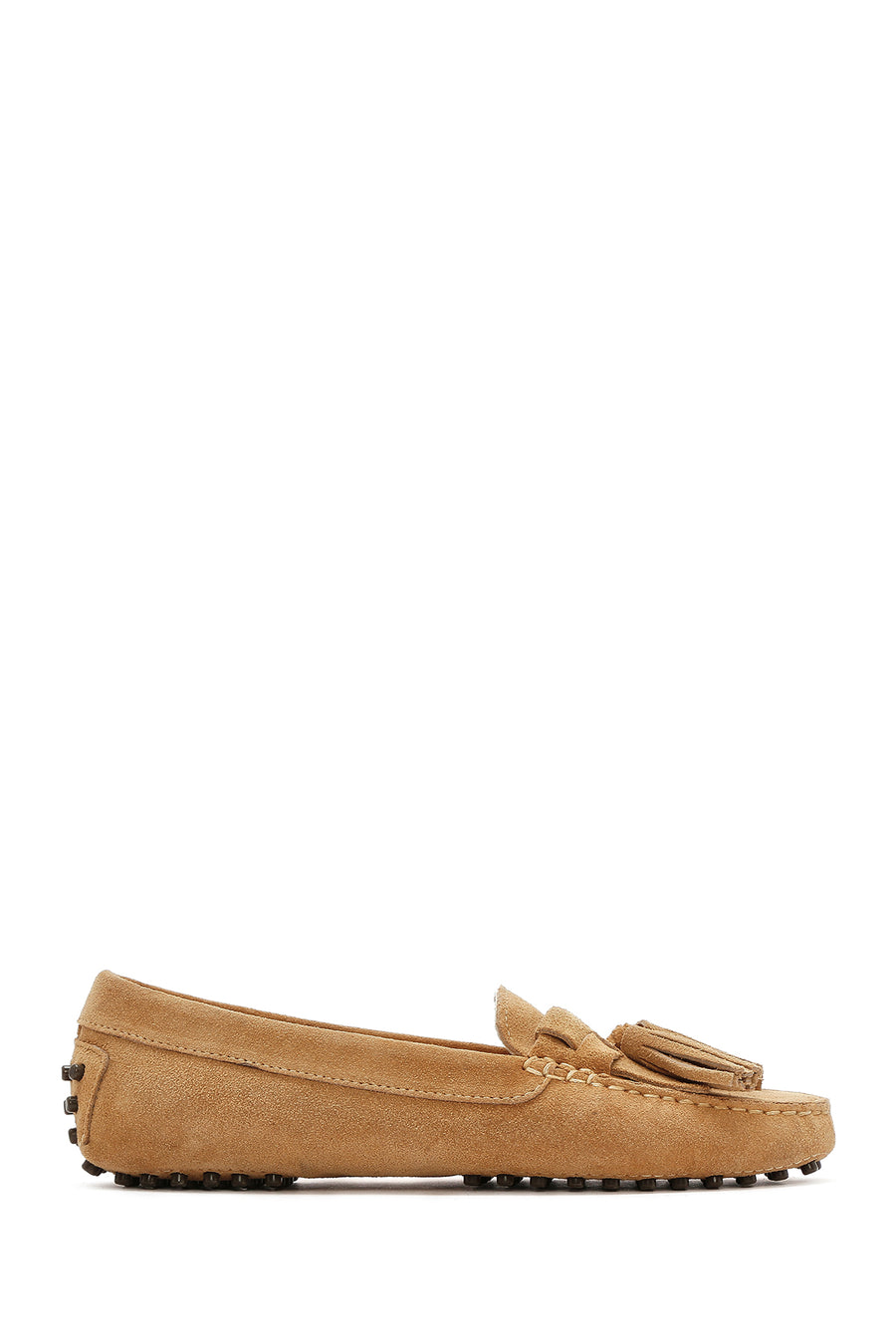 Women's Camel Tassel Suede Leather Loafer 25SFD290710 | Derimod