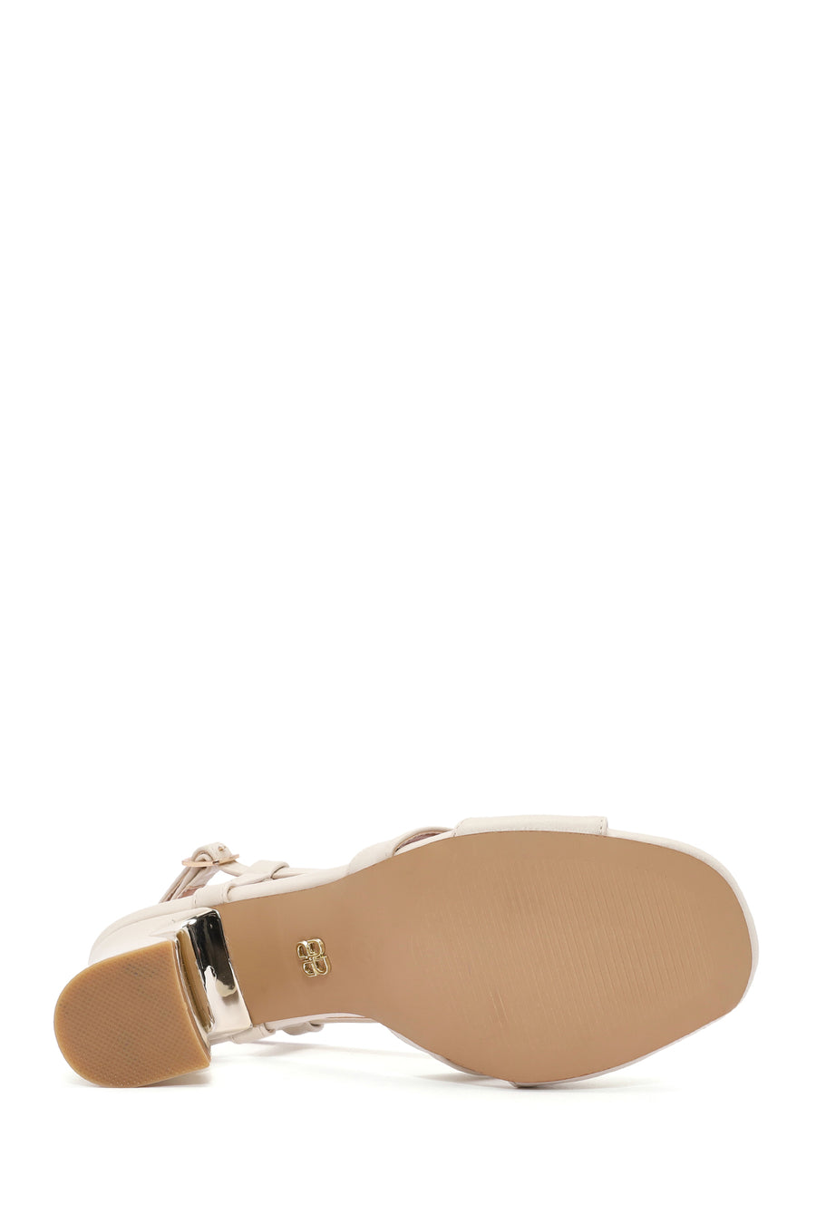 Women's Cream Ankle Buckle Thick Heel Sandals