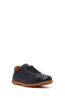 Erkek Siyah Bağcıklı Deri Sneaker | Derimod