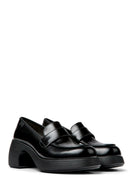Camper Women's Black Thelma Leather Heeled Loafer | Derimod
