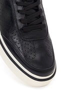 Erkek Siyah Bağcıklı Deri Sneaker | Derimod