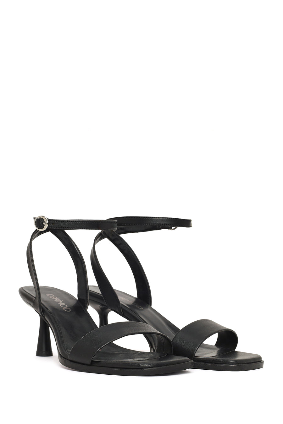 Women's Black Ankle Buckle Thin Heel Sandals