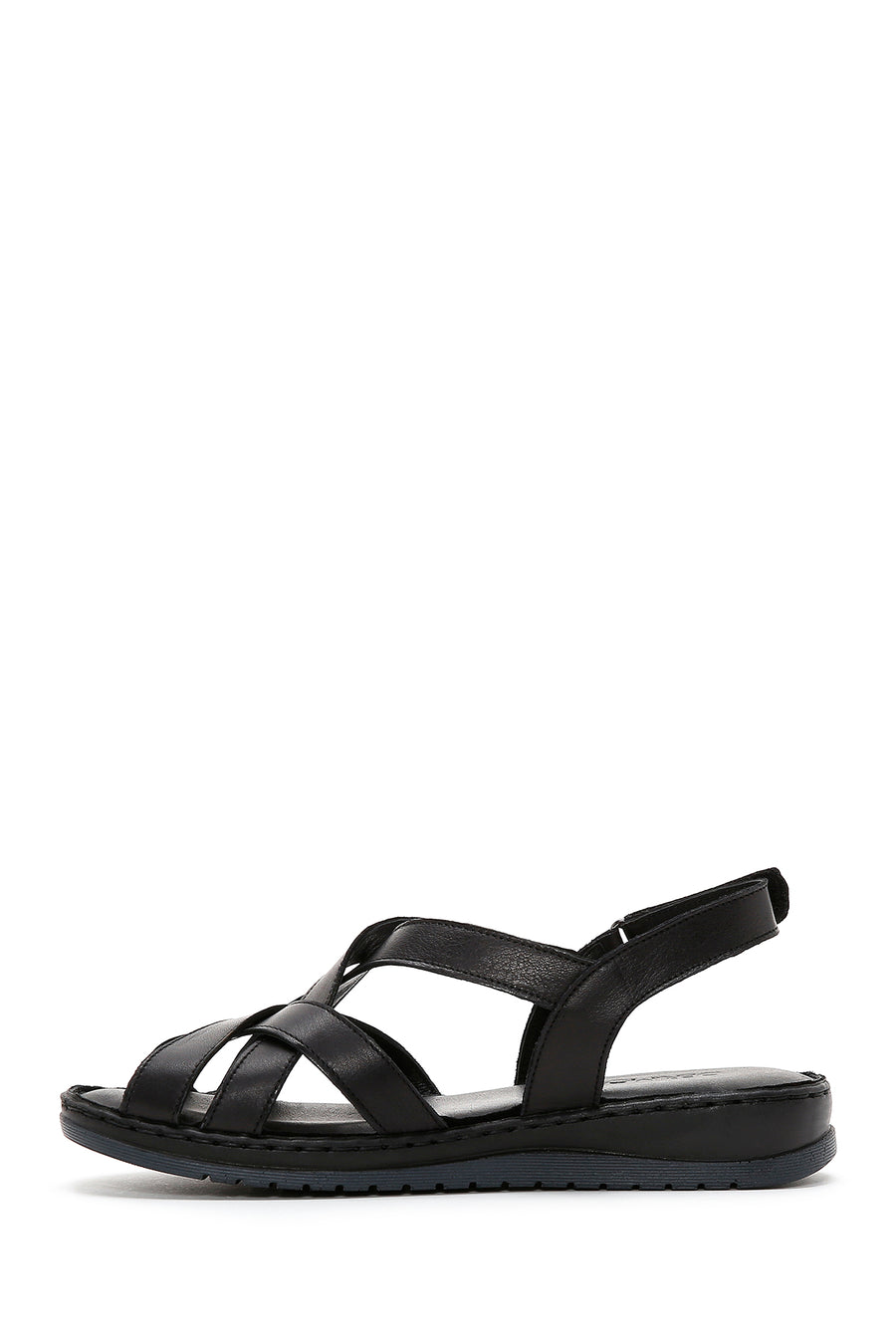 Women's Black Leather Comfort Sandals