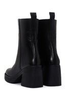 Woman Black Chunky Heeled Zip Closure Leather Boots | Derimod