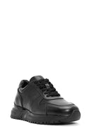Erkek Siyah Bağcıklı Kalın Tabanlı Deri Sneaker | Derimod