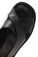 Women's Black Ankle Buckle Low Heel Leather Sandals | Derimod