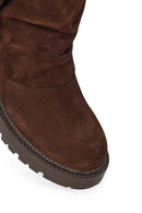 Woman Brown Buckled Suede Boots | Derimod