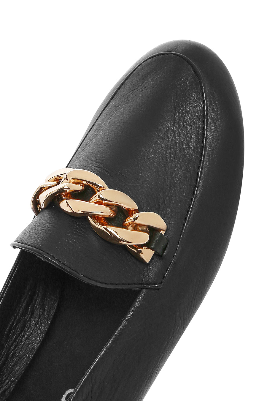 Kadın Siyah Tokalı Deri Maskülen Loafer